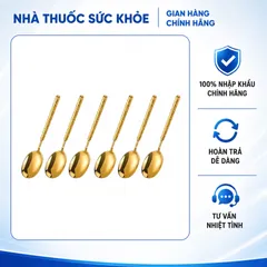 (Hàng nhập khẩu) Bộ 6 Thìa Inox 316 Màu Vàng GUME GM-D1301 Cán Dài 21cm Hoa Văn Hàn Quốc