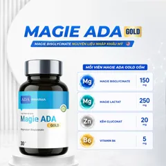 (Hàng chính hãng) Viên Uống Magie ADA Gold 30 Viên - Hỗ Trợ Giấc Ngủ, Giảm Mệt Mỏi, Tăng Cường Sức Khỏe