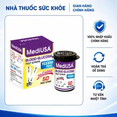 (Hàng nhập khẩu) Que Thử Đường Huyết MediUSA TS3300 Max Hộp 50 Que - Dùng Cho Máy Đo Đường Huyết GM3300Max