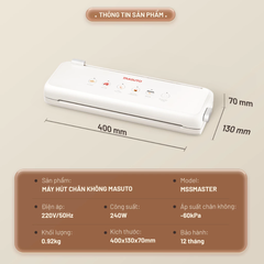 (Hàng chính hãng) Máy Hút Chân Không Masuto MSSMaster - Công Suất 240W, Lực Hút 60kPa