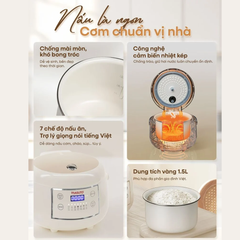 (Hàng chính hãng) Nồi Cơm Điện Masuto MSCookerAI 1.5L - Biết Nói Tiếng Việt, Lòng Nồi Ceramic Chống Dính