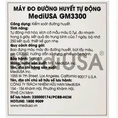 (Hàng nhập khẩu) Máy Đo Đường Huyết MediUSA GM3300 - Không Cần Cài Mã Que Thử, Kết Quả Trong 6 Giây