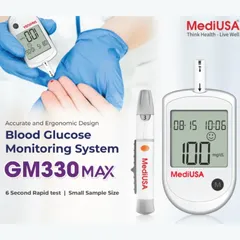 (Hàng nhập khẩu) Máy Đo Đường Huyết MediUSA GM330Max - Tự Động Mã Hóa, Kết Quả Trong 6 Giây