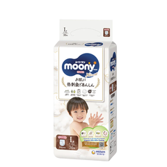 (Hàng nhập khẩu) Tã Quần Moony Natural Bông Organic Size L 36 Miếng - Cho Bé 9-14kg