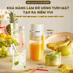 (Hàng nhập khẩu) Máy Xay Sinh Tố Cầm Tay Bear SB-MX04K Bản Quốc Tế - 2 Cối 400ml + 100ml, Lưỡi 12 Cánh
