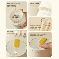 (Hàng nhập khẩu) Máy Xay Sinh Tố Cầm Tay Bear SB-MX04K Bản Quốc Tế - 2 Cối 400ml + 100ml, Lưỡi 12 Cánh