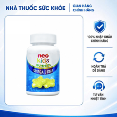 (Hàng nhập khẩu) Kẹo Dẻo Neo Kids Gummies Omega 3 DHA Ngôi Sao Lọ 60 Viên - Hỗ Trợ Trí Não, Thị Lực Cho Bé