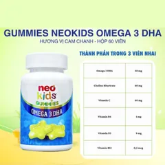 (Hàng nhập khẩu) Kẹo Dẻo Neo Kids Gummies Omega 3 DHA Ngôi Sao Lọ 60 Viên - Hỗ Trợ Trí Não, Thị Lực Cho Bé