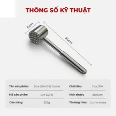 (Hàng nhập khẩu) Búa dằm thịt nox 304 đúc nguyên khối Gume GM-D2115