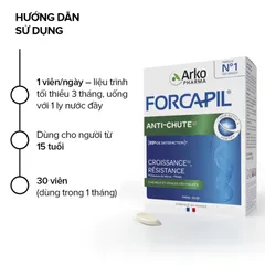 (Hàng nhập khẩu) Viên Uống Forcapil Anti Chute Arkopharma Hộp 30 Viên - Hỗ Trợ Giảm Rụng Tóc, Dưỡng Nang Tóc Chắc Khỏe
