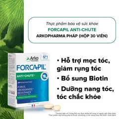(Hàng nhập khẩu) Viên Uống Forcapil Anti Chute Arkopharma Hộp 30 Viên - Hỗ Trợ Giảm Rụng Tóc, Dưỡng Nang Tóc Chắc Khỏe