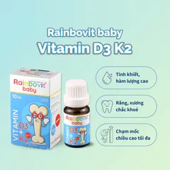 (Hàng nhập khẩu) Vitamin D3K2 Rainbovit Baby 10ML Dạng Giọt - Hỗ Trợ Tăng Cường Hấp Thu Canxi Cho Bé Từ Sơ Sinh