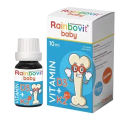 (Hàng nhập khẩu) Vitamin D3K2 Rainbovit Baby 10ML Dạng Giọt - Hỗ Trợ Tăng Cường Hấp Thu Canxi Cho Bé Từ Sơ Sinh