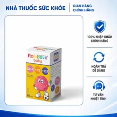 (Hàng nhập khẩu) Siro Nhỏ Giọt Rainbovit Baby DHA + K2 + D3 - DHA Từ Vi Tảo Cho Bé
