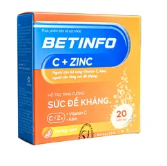 (Hàng chính hãng) Viên sủi Betinfo C + Zinc hỗ trợ tăng cường sức đề kháng - hộp 20 viên