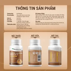(Hàng nhập khẩu) AusNatures Super Calcium with Vit D Lọ 60 Viên - Canxi Hữu Cơ Kết Hợp Vitamin D3 Hỗ Trợ Xương Chắc Khỏe
