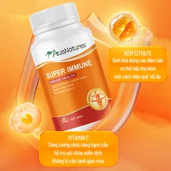(Hàng nhập khẩu) AusNatures Super Immune Lọ 60 Viên - Bổ Sung Kẽm & Vitamin C Hỗ Trợ Tăng Cường Sức Đề Kháng