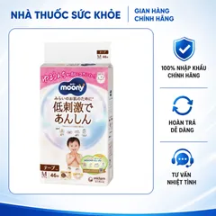 (Hàng nhập khẩu) Tã Dán Moony Dịu Nhẹ Size M 46 Miếng 6-11kg - Mềm Mại Cho Da Bé