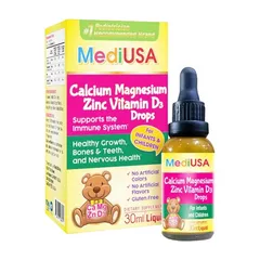 (Hàng nhập khẩu) Siro MediUSA Calcium Magnesium ZinC Vitamin D3 Drops cho trẻ từ 6 tháng tuổi - Chai 30ml