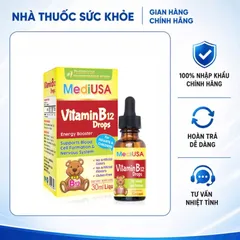 (Hàng nhập khẩu) MediUSA Vitamin B12 Drops Lọ 30ml - Hỗ Trợ Bổ Sung Vitamin B12 Cho Trẻ