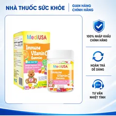 (Hàng nhập khẩu) Kẹo dẻo MediUSA Immune Vitamin C Gummies hỗ trợ tăng đề kháng hộp 30 viên