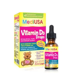 (Hàng nhập khẩu) MediUSA Vitamin D3 Drops Lọ 30ml - Hỗ Trợ Bổ Sung Vitamin D3 Cho Trẻ