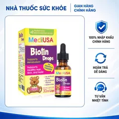 (Hàng nhập khẩu) MediUSA Biotin Drops Lọ 30ml - Hỗ Trợ Nuôi Dưỡng Da, Tóc, Móng Cho Trẻ