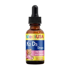 (Hàng nhập khẩu) MediUSA K2 D3 Drops hỗ trợ hấp thu canxi cho bé - Chai 30ml