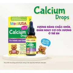(Hàng nhập khẩu) Siro bổ sung Canxi dạng nhỏ giọt MediUSA Calcium Drops - Chai 30ml