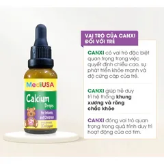(Hàng nhập khẩu) Siro bổ sung Canxi dạng nhỏ giọt MediUSA Calcium Drops - Chai 30ml
