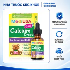 (Hàng nhập khẩu) Siro bổ sung Canxi dạng nhỏ giọt MediUSA Calcium Drops - Chai 30ml
