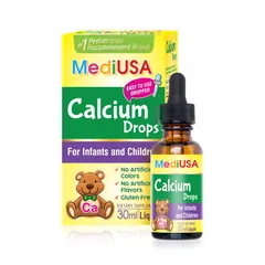(Hàng nhập khẩu) Siro bổ sung Canxi dạng nhỏ giọt MediUSA Calcium Drops - Chai 30ml