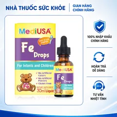 (Hàng nhập khẩu) Siro bổ sung sắt hữu cơ nhỏ giọt cho bé MediUSA Fe Drops Lọ 30ml