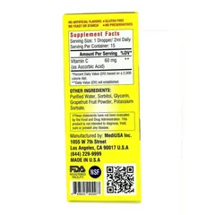 (Hàng nhập khẩu) Siro bổ sung Vitamin C MediUSA Vitamin C Drops hỗ trợ tăng đề kháng hộp 30ml