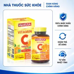 (Hàng nhập khẩu) MediUSA Vitamin C 1000mg + Zinc 30 Viên - Hỗ Trợ Tăng Cường Đề Kháng