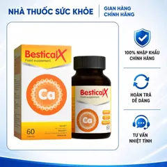 (Hàng nhập khẩu) Canxi Sinh Học Bestical X Dạng Viên Cho Trẻ Từ 8 Tuổi Hộp 60 Viên - Bổ Sung Canxi, Vitamin D3, K2