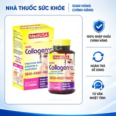 (Hàng nhập khẩu) Viên uống đẹp da MediUSA Super Collagen + C Lọ 60 viên
