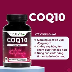 (Hàng nhập khẩu) TrueVita+ CoQ10 100mg Lọ 30 Viên - Bổ Sung Coenzyme Q10