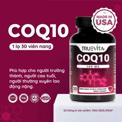 (Hàng nhập khẩu) TrueVita+ CoQ10 100mg Lọ 30 Viên - Bổ Sung Coenzyme Q10