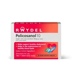 (Hàng nhập khẩu) Raydel Policosanol 10 Hộp 2 Vỉ x 15 Viên - Hỗ Trợ Cải Thiện Cholesterol, Lipid Máu