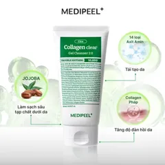 (Hàng nhập khẩu) Gel Rửa Mặt Medipeel Green Cica Collagen Clear Gel Cleanser 2.0 Tuýp 300ml - Làm Sạch Dịu Nhẹ, Kiểm Soát Dầu