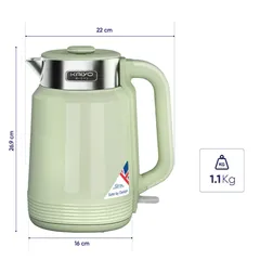 (Hàng chính hãng) Ấm Siêu Tốc 2 Lớp Cool Touch Kaiyo 2L Màu Xanh Mint