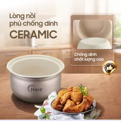 (Hàng nhập khẩu) Nồi Cơm Điện Hare HR-RC1205 Màu Cam 1.2L - Lòng Nồi Dạng Niêu, Chống Dính Ceramic