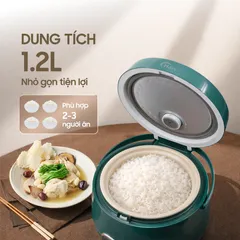 (Hàng nhập khẩu) Nồi Cơm Điện Hare HR-RC1205 Màu Xanh 1.2L - Lòng Nồi Dạng Niêu, Chống Dính Ceramic