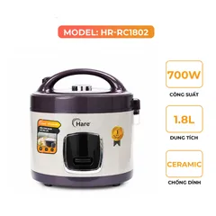 (Hàng chính hãng) Nồi Cơm Điện Hare HR-RC1802 1.8L Màu Sữa - Công Suất 700W