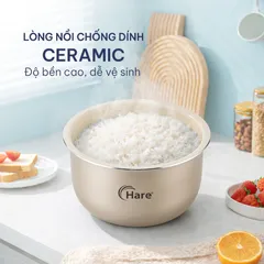 (Hàng chính hãng) Nồi Cơm Điện Hare HR-RC808 0.8L Màu Trắng Cam - Công Suất 250W