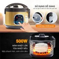 (Hàng chính hãng) Nồi Cơm Điện Hare HR-RC1203 1.2L Màu Vàng Đồng - Công Suất 500W