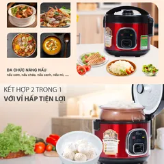 (Hàng chính hãng) Nồi Cơm Điện Hare HR-RC1203 1.2L Màu Đỏ Đen - Công Suất 500W