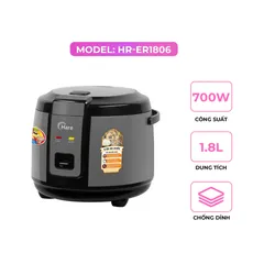 (Hàng chính hãng) Nồi Cơm Điện Hare HR-ER1806B 1.8L Màu Xám - Công Suất 700W