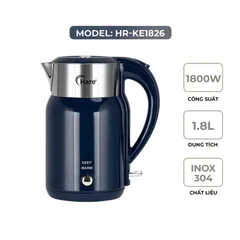 (Hàng chính hãng) Ấm Điện Đun Nước Hare HR-KE1826 1.8L Màu Xanh Dương - Công Suất 1800W